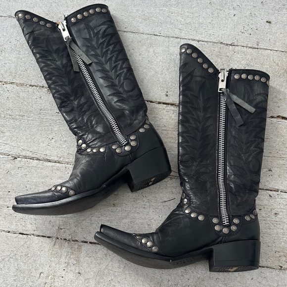 Old Gringo Shoes - Old Gringo Studded Zip Leather Riding Boots Size 6